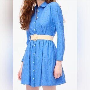 J Crew Long Sleeve Eyelet Mini Shirtdress Size 8